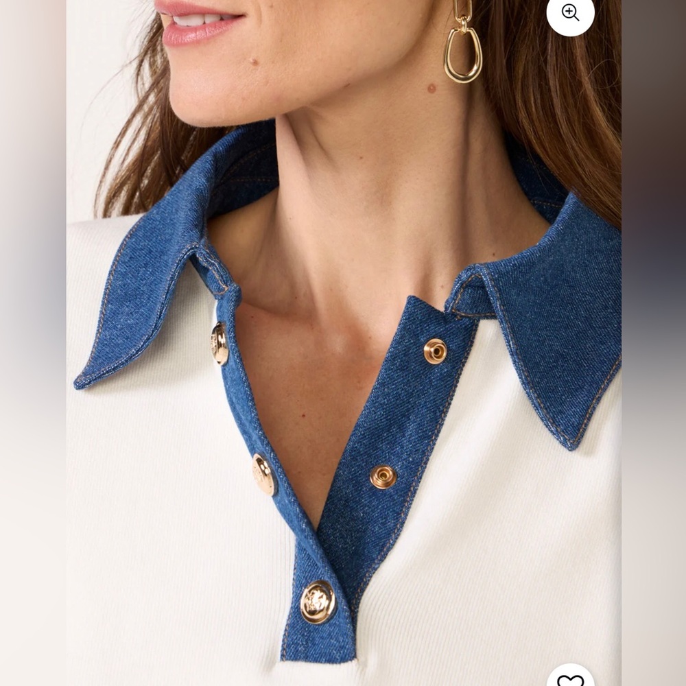 French Connection: Denim Collard Sweater. XS. New without tags! Perfect! - Picture 3 of 9